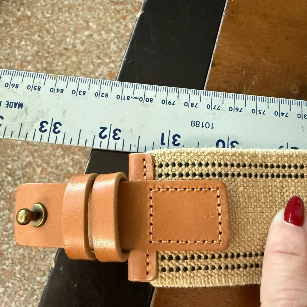 Live Love Loft belt leather and elastic taupe 2 in wide
